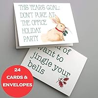 Funny Christmas Cards Boxed Set - 24 Blank Holiday Greeting Cards w/Envelopes - 12 Assorted Novelty Designs on High-Quality Card Stock - Funny Xmas Stationery by RitzyRose