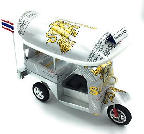 WD store Thailand Thai tuktuk classic handmade Thai TUK TUK taxi made of SINGHA beer can aluminium model Collection show in room home office or great gift all seasion put in plastic clear box