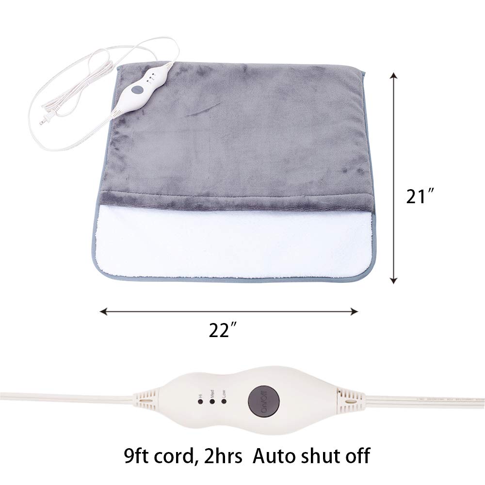 Electric Heated Foot Warmers for Men and Women Foot Heating Pad Electric with Fast Heating Technology Heating Pad Feet Warmer Auto Shut Off with 3 Temperature Setting by Gintao 22×20 inches Gray