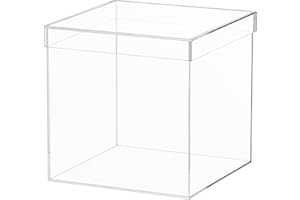 Dayaanee Clear Acrylic Box with Lid, Clear Acrylic Plastic Square Cube Containers Storage Box 7.9x7.9x7.9 Inches/200X200X200mm for Candy Pill and Tiny Jewelry Home and Outdoor