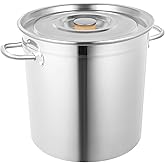 35L/30Qt Stainless Steel Stockpot, Kitchen Soup Big Cooking, Commercial Heavy Duty Canning Pot Stockpot with Lid and 2 Handle