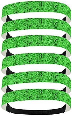 6 Pack: Glitter Headbands 3/4" Elastic Back Multiple Colors Available (One Size, Green)