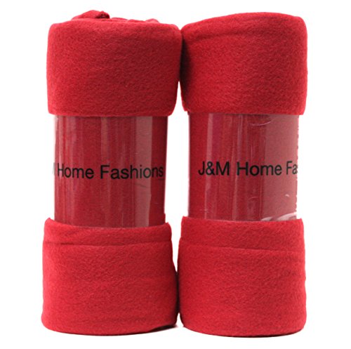 J & M Home Fashions Solid Fleece Throw (2 Pack), 50