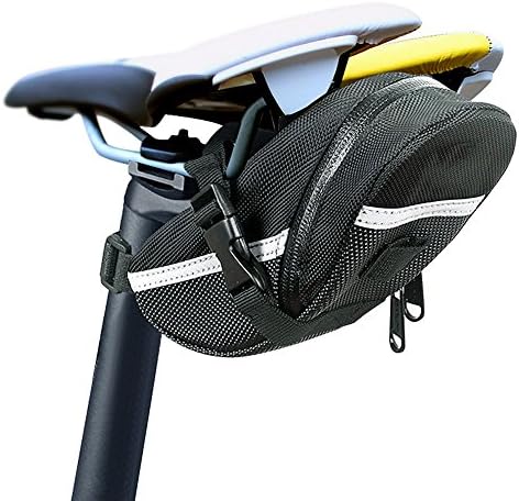 Go Saddle Bag | Sturdy 600D Fabric Polyester Travel Saddle Bag | Practical Durable Waterproof Bike Saddle Bag | Rectangular with Quick Release Strap Design | Black | 1547