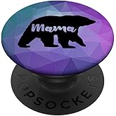 Black Mama Bear Teal Purple Polygon PopSockets Adhesive PopGrip