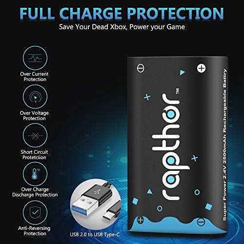 Xbox One Rechargeable Battery Pack [2x2500mAh] Xbox One Controller Battery with 3H Quick Charger for Xbox One/Xbox One S/Xbox One X/Xbox One Elite Wireless Controller (2 Battery & Charger Set) - Thumbnail 4