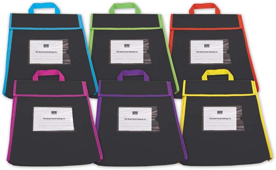 EAI Education Book Pouches 15" x 12": Black - Set of 6