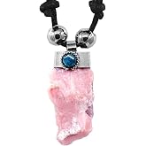 Mia Jewel Shop Natural Raw Rough Healing Gemstone Crystal Pendant Silver Metal Chrysocolla Adjustable Necklace - Womens Fashion Handmade Jewelry Boho Accessories