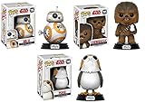 Funko POP! Star Wars The Last Jedi: BB-8 + Chewbacca + Porg â€“ Vinyl Bobble-Head Figure Set NEW