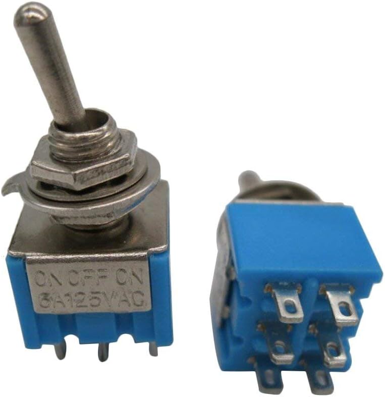 Taiss/10 Pcs Toggle Switch AC 125V 6A Amps ON/OFF/ON 3 Position 6 Pin DPDT MTS-203, 6Pin ON/OFF/ON - Image 4