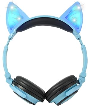 Bluetooth Casque Avec Micro Pliable Sans Fil Chat Oreille Casque Avec Led Flash Light Btl107 Bleu Amazon Fr High Tech