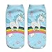 Epeius 6 Pairs Girls'/Women's Cartoon Unicorn No Show Socks with Box Value Pack,White/Pink/Blue/Purple,Women Shoe Size 5-8.5