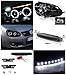 Black VW Jetta Halo Projector Headlight+8-LED Bumper Fog Lights DRL