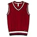 Benito & Benita Sweater Vest School Vest V-Neck Uniforms Cotton Cable-Knit Pullover for Boys/Girls 2-12Y Red