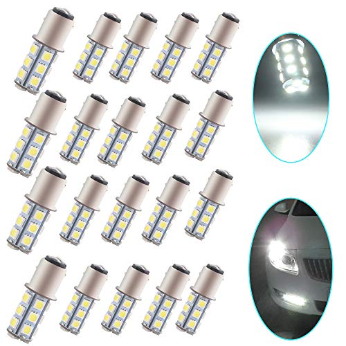 EverBright 20-Pack Extremely Bright White 1157 Led Bulb, BAY15D 1016 1034 7528 2057 LED Bulb Replacement for Car Bulb Tail Brake Light Bulb Backup Reverse Lamp Side Marker Lights, 5050 18-SMD, DC 12V