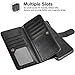 Vofolen Case for iPhone XR Case Wallet Leather PU Flip Cover Folio Detachable Magnetic Slim Shell Dual Layer Heavy Duty Protective Bumper Armor + Wristband Card Holder for iPhone XR X-R 10R (Black)