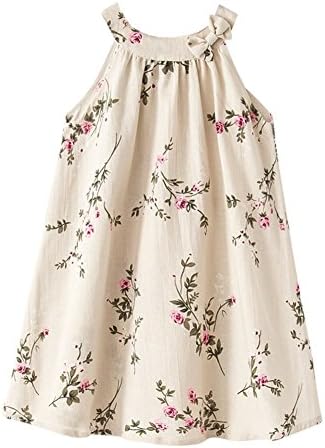 Girl Summer Linen Casual Dress Ink and Wash Painting Sleeveless Dress
