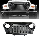 Jeep TJ Front Gladiator Grille, u-Box Matte Black Vander Grill w/ Mesh Insert for 1997-2006 Jeep Wrangler TJ & Unlimited