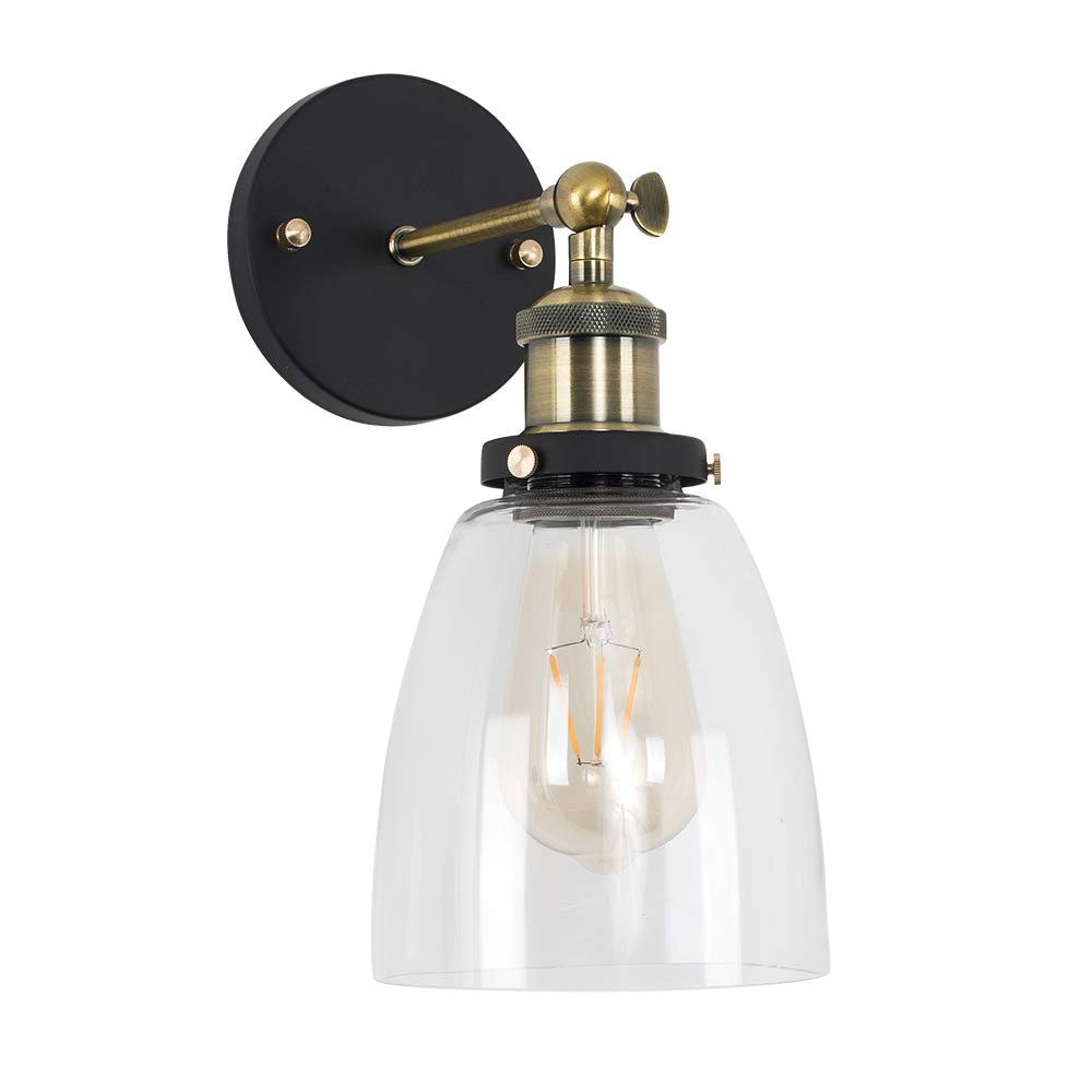 MiniSun | Retro Style Antique Brass and Black Metal Adjustable Knuckle Joint Wall Light Fitting | Wall Lamps & Sconces, Home Décor & Improvement Essential | Mains Wired