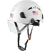 GREEN DEVIL Safety Helmet Hard Hat with Visor Chinstrap Adjustable Lightweight Vented ABS Work Helmet for Men and Women 6-Point Suspension ANSI Z89.1 Approved Ideal for Industrial & Construction