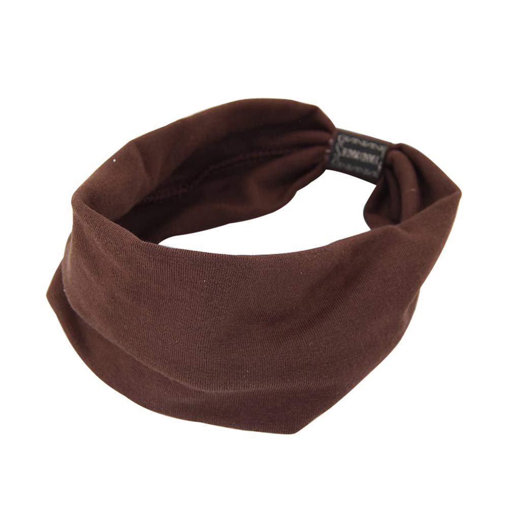 KAEHA SUN-071-20 Scarf Head Band for Straight Hair Colour Bow Tie Wide Brim Headband, Brown