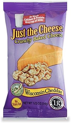 Just the Cheese Minis, Crunchy Baked Protein Chip Like Snack, Low Carb Gluten Free With 100% Natural Cheese (16 pack, Wisconsin Cheddar)