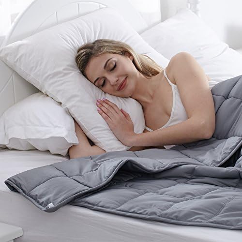 weighted blanket by Fasleep,Queen Size,Gravity Sensory Heavy Blanket for Children &amp; Adults. Great for Anxiety, ADHD, Autism, OCD, and Sensory Processing Disorder, 60"×80" 15lb,Grey