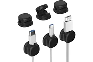 KOUJUT Cord Organizer Holder, 2025 New Desk Cable Management, Cable Clips Organize Phone Charging Cords Holder Organizer Neatly for Home Office Car Desk Nightstand (Black, 3 Pack)