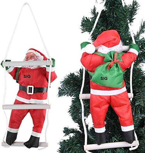 Santa Claus Climbing on Ladder for Christmas Tree Indoor Outdoor Hanging Ornament Decor Christmas Xmas Party Home Door Wall Decoration , 30cm santa , 35cm santa, 45cm santa, 60cm santa, 90cm santa, 120cm santa (30cm)