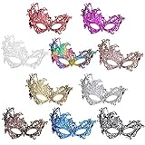 Aneco 10 Pieces Multicolored Lace Masquerade Mask Sexy Lace Eye Mask Venetian Eyemask for Halloween Prom Ball and Costumes Party