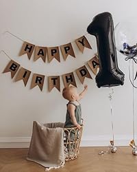 Black Number 1 Balloon for First Birthday 40