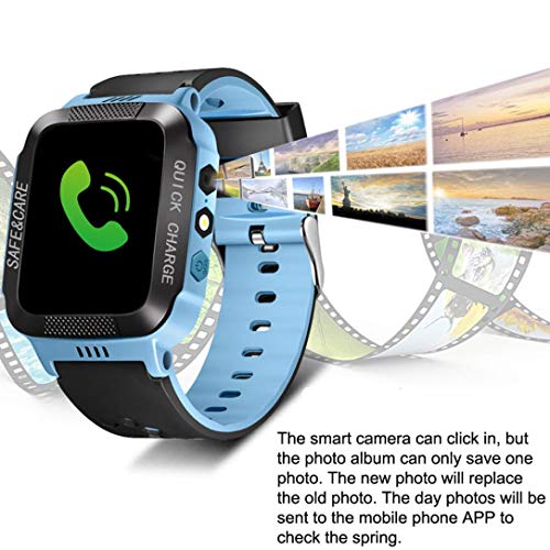 Buybuybuy Smart Watch for Kids,Y21S Smartwatches for Girls Boys Phone Watch Camera SOS Alarm Clock, Safety Dual Positioning Child Phone Watch for kids Birthday Great Gifts (Blue) - Thumbnail 5