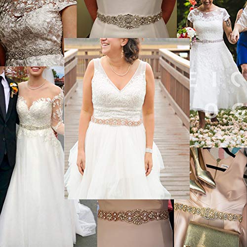 Bridal Rhinestone Wedding Belts Hand Clear Crystal 22in 