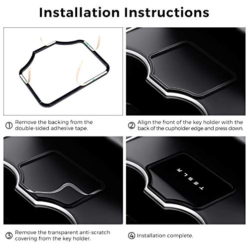Key Card Holder, Center Console Mats Cup Holder Liner for Tesla Model 3 2019 2018 2017, Red, 8 Pcs