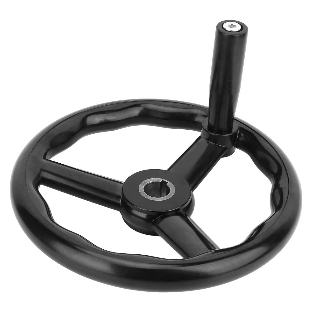 Hand Wheel, 250 * 25mm 3 Spoked Milling Hand Wheel Bakelite Plastic Insulation Lathe Handwheel Anti-Slip with Handle for Machine Tool