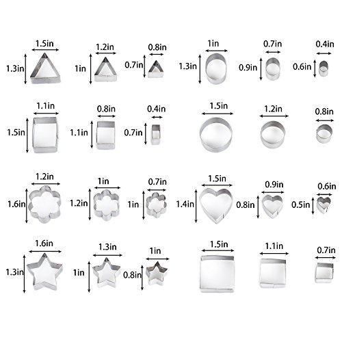 Metal Cookie Cutters Set -Spring & Easter Cookie Cutters/Mini Geometric Shapes Cookie Cutters, Round Mini Cookie Cutters/Vegetable Donuts Shape Cutters (24 Pcs Mini Cookie Cutters) - Thumbnail 3