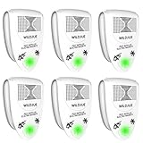WILDJUE Ultrasonic Pest Repeller Pest Control [6-Pack] Spider repellent, Electronic Plug In Pest Repeller- Repels Mice, Roaches,Spiders,Other Insects,Non-toxic Environment-friendly, Humans & Pets Safe