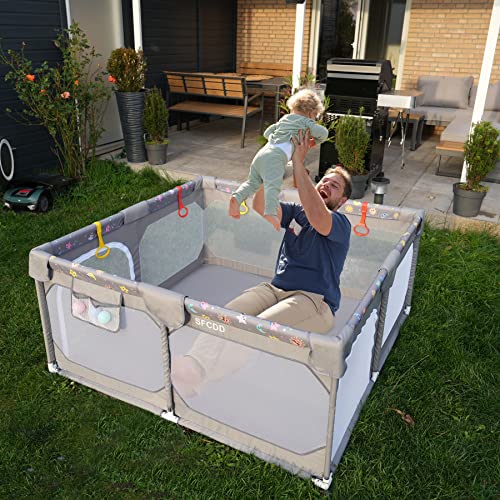 59" ×59"Playard with Gates,Indoor Baby playpen,Detachable and Assembled