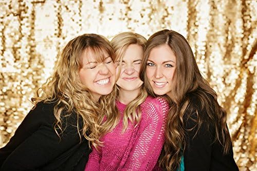 ShinyBeauty 5FTX9FT Gold Sequin Backdrop,Sequin Fabric Phtotgraphy Backdrop For Wedding/Party Decoration