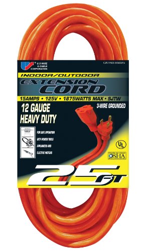 US Wire and Cable ELC0003 Extension Cord, 25ft, Orange