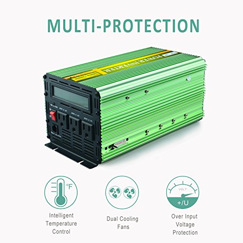 EDECOA 1000W Pure Sine Wave Power Inverter DC 12V to 110V AC with LCD Display and Remote Controller for Car