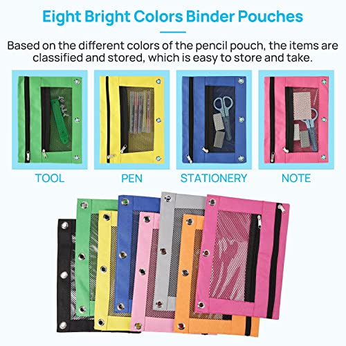 32 Pack Pencil Pouch for 3 Ring Binder, Pencil Pouch Bulk in Assorted