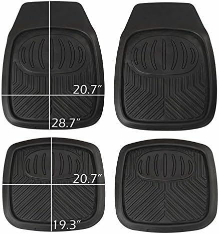 ULAuto Heavy Duty Rubber Deep Tray Floor Mats - 100% Odorless &amp; All Weather (4-piece,black)