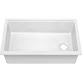 KRAUS Turino 33-inch Fireclay Workstation Drop-In/Undermount Single Bowl Kitchen Sink in Gloss White, KFDW1-33GWH