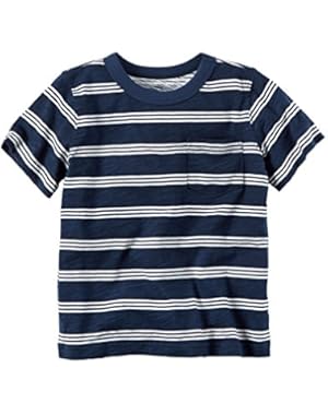 Boys' Striped S/S Tee, Navy, 6m