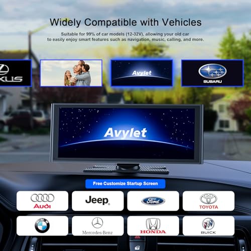 Avylet Wireless Car Play Screen for Apple Carplay & Android Auto, OTA Updates, 9.26" Portable Car Tablet with Backup Camera, Car Screen, GPS Navigation, Voice Control, Mirror Link, Bluetooth, FM, AUX