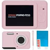 TUOOUT Case for Kodak PIXPRO FZ55, FZ55 Accessories | Soft Silicone Protective Cover, Comes with 1 Screen Protectors and 1 Wrist Strap- (Pink)