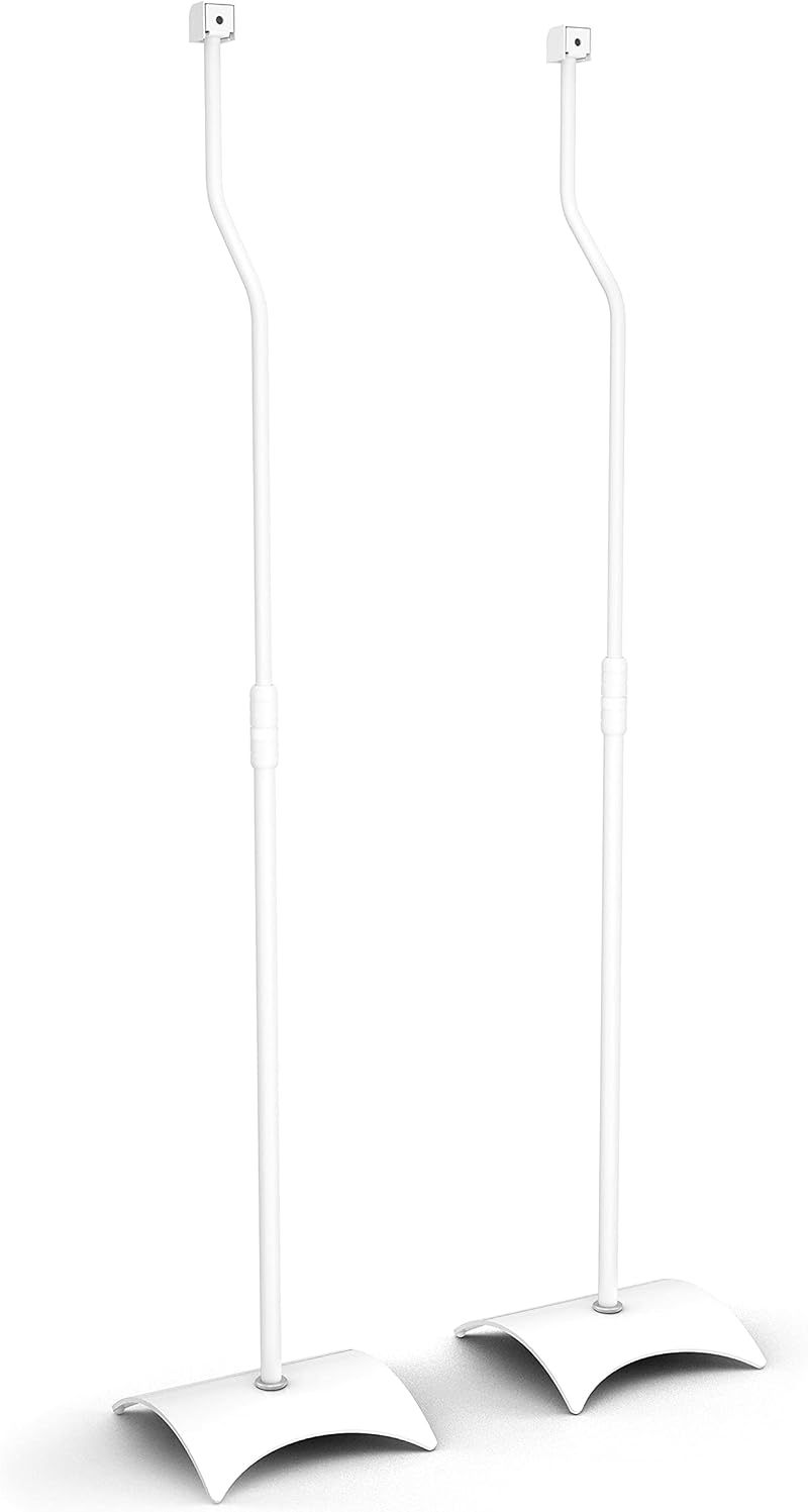 Mahara Universal White Floor Standing Speaker Stands Pair Height Adjustable