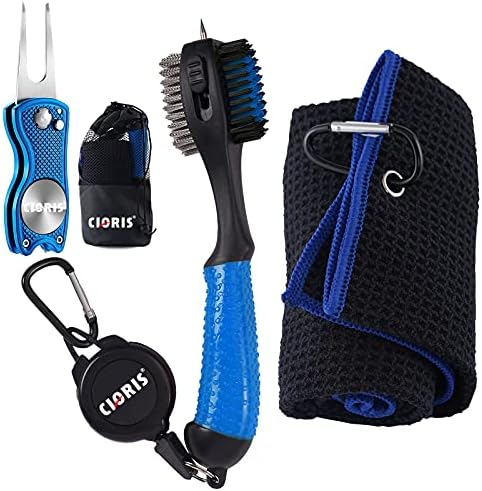 MZ Mzeat Golf Groove Cleaning Tool Set, Microfiber Waffle Pattern Golf Towel, Retractable Club Groove Cleaner Brush, Foldable Divot Tool with Magnetic Ball Marker MZ Mzeat Golf Groove Cleaning Tool Set, Microfiber Waffle Pattern Golf Towel, Retractable Club Groove Cleaner Brush, Foldable Divot Tool with Magnetic Ball Marker