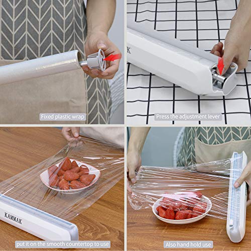 Plastic Food Wrap Dispenser with Slide Cutter Refillable Foil/Film